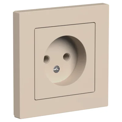 Розетка Systeme Electric Atlasdesign песочный, без заземления, 16а, (в сборе с рамкой) ATN001240