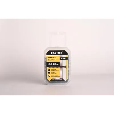 Шуруп гипсокартон-металл FASTNR 3.9X38, частая резьба, потайная головка, фосфатированные, 200 штук FR070