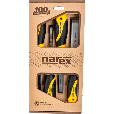 Набор из 4 плоских стамесок с ручкой NAREX SUPER 2009 LINE PROFI 8, 10, 16, 32 мм 860601