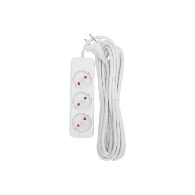 Удлинитель СТАНДАРТ 3 гнезда, 5м, 2x1,0мм2, б/з REXANT белый 13-4008