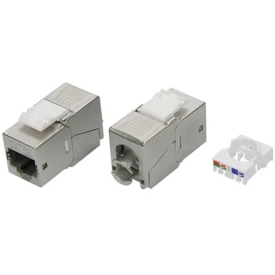 Модуль keystone DKC rj45 cat5e экранированный(stp), 90 градусов, серебристый (форм-фактор s19) 12шт RNK5EF90TL