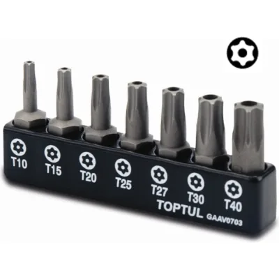 Набор бит TORX Т10-Т40, с отверстием, 7 шт TOPTUL GAAV0703