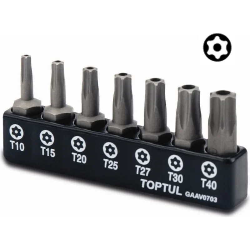Набор бит TORX Т10-Т40, с отверстием, 7 шт TOPTUL GAAV0703