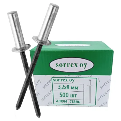 Вытяжная заклепка SORREX глухая, закрытая, алюминий/сталь 3.2x8, 500 шт. ASD 32800 CE 500
