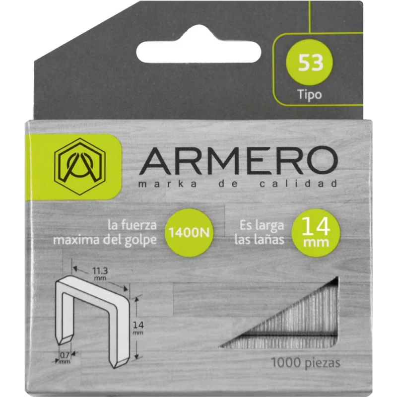 Скобы (1000 шт; 14 мм; тип 53) для степлера ARMERO A312/010