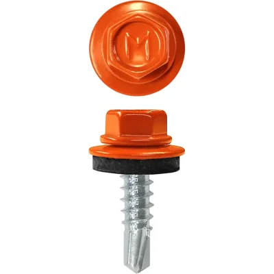 Кровельный саморез Rizzel 4,8x19 RAL 2004 сверло №2, 400 шт 00000335810
