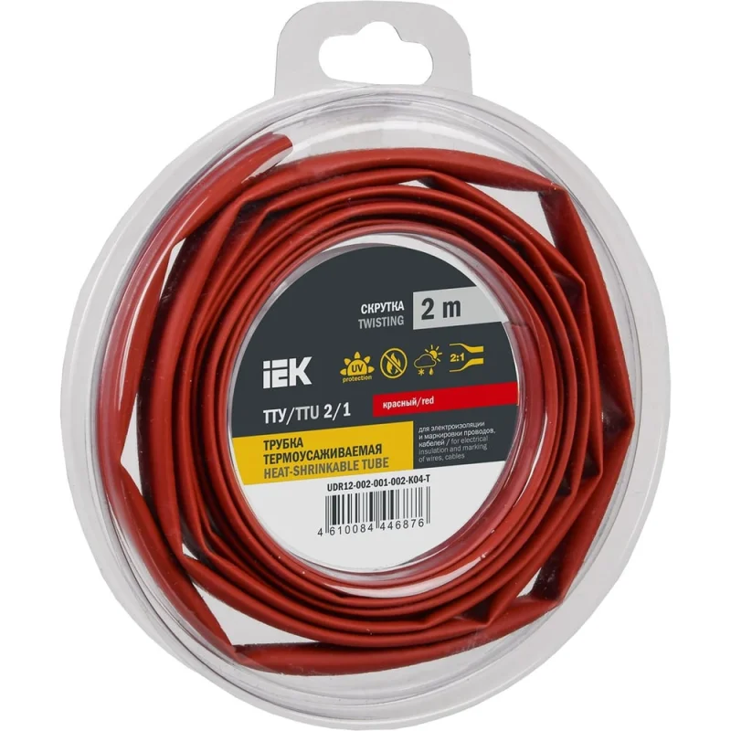 Термоусадочная трубка IEK ТТУ нг-ls 2/1 красная (2м/упак) UDR12-002-001-002-K04-T