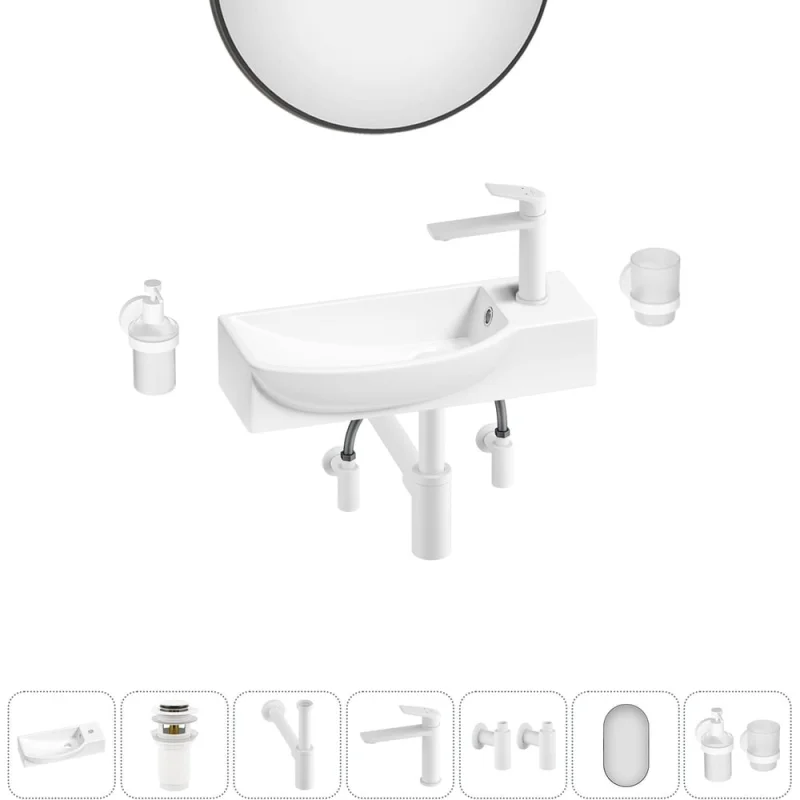 Комплект Wellsee 7 в 1 Lavinia Boho Bathroom Sink накладная/подвесная раковина 50x24 см 20219674R