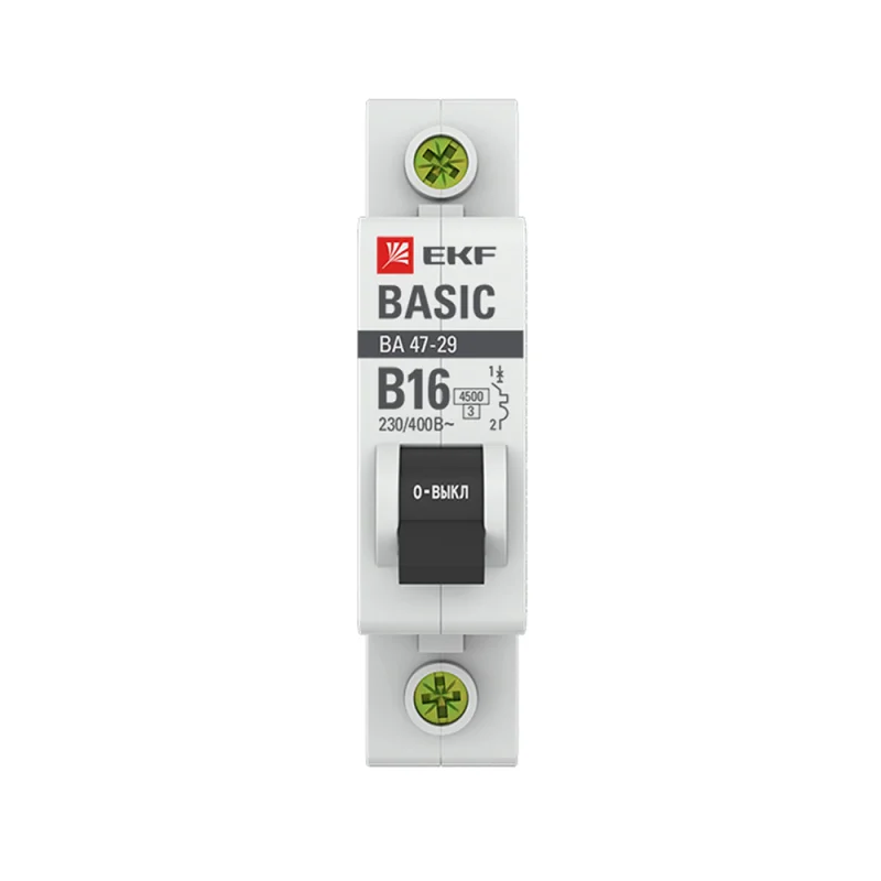 Автоматический выключатель модульный EKF Basic ВА 47-29 1P 16А тип B 4,5 кА 230 В (mcb4729-1-16-B)