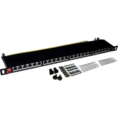 Патч-панель неэкранированная компактная LANMASTER 19" 24 порта RJ45, кат.6A, 0.5U, с задним органайзером LAN-PPC24U6A