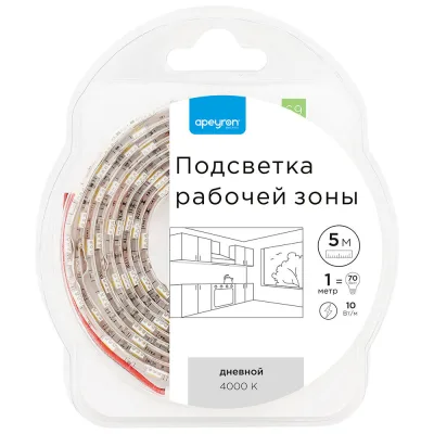 Лента светодиодная Apeyron 4000К 10 Вт/м 12 В IP20 SMD 5050 5 м (69ОО)