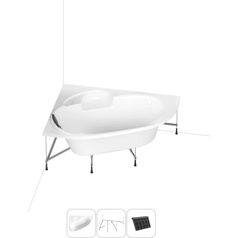 Угловая акриловая ванна 160 х 105 с каркасом Lavinia Boho Bell Pro в наборе 3 в 1 S1-370216PL
