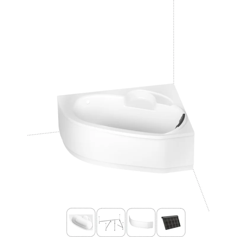 Угловая акриловая ванна 160 х 105 с каркасом и экраном Lavinia Boho Bell Pro в наборе 4 в 1 S2-370216PR