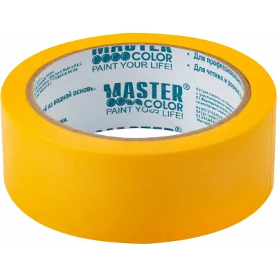Малярная лента MASTER COLOR золотистая, рисовая бумага, термостойкость до 120C, УФ-стойкость до 30 дней, 9 мм х 50 м 30-6120