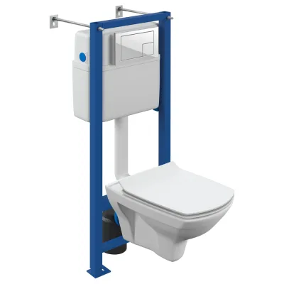 Комплект Cersanit CARINA XL CO DPL EO slim инсталляция VECTOR, кнопка CORNER, пластик белый 64119