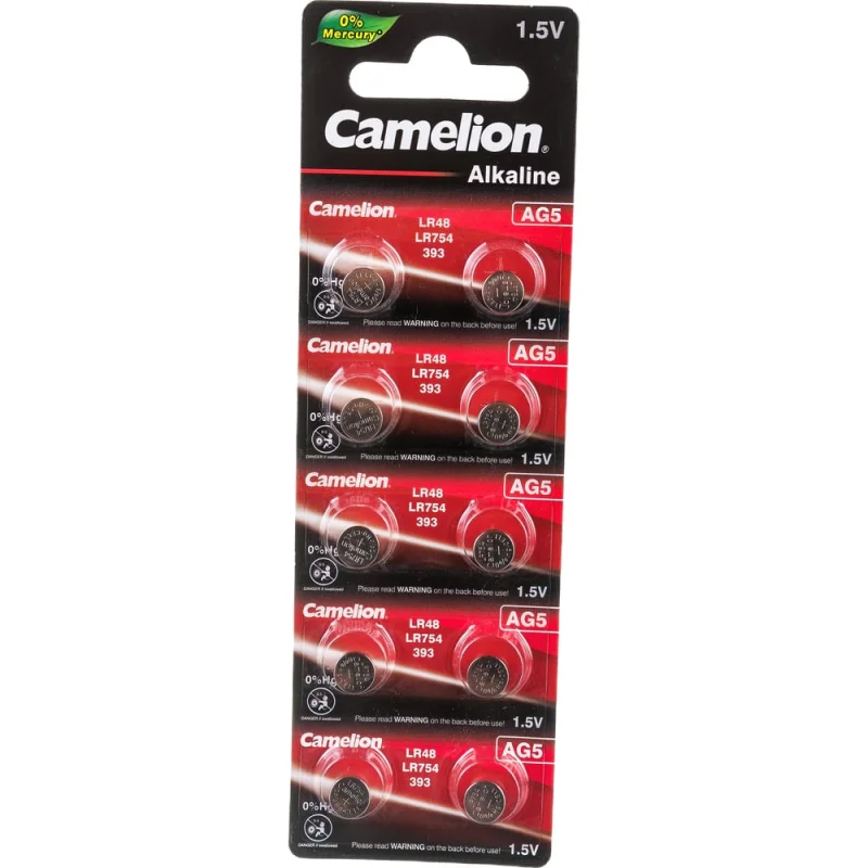 Батарейка для часов Camelion G5 BL-10 Mercury Free AG5-BP10 0%Hg 393A/LR754/193 12813