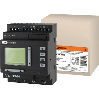 Программируемый логический контроллер TDM ELECTRIC ПЛК12D024 с дисплеем, 24В SQ0750-0002