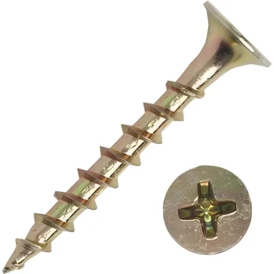 Саморез для крепления ГКЛ к дереву МЕТАЛЛСЕРВИС, желтый цинк 3,5x41 3кг короб МС 1261727