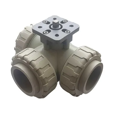 Трехходовой шаровой кран TECHNO 3050-PP полипропиленовый, под привод, DN50, рабочая температура -10~60C 650350