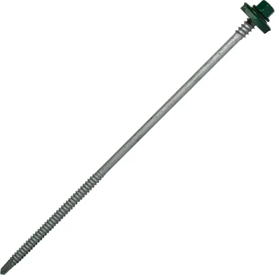Саморез для сэндвич-панелей HARDWEX ТМ HWX5-P10-6.3/5.5x190 мм, св.№3, RUSPERT, RAL 6005, 50 шт. 5190002407701