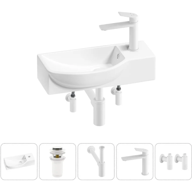 Комплект Wellsee 5 в 1 Lavinia Boho Bathroom Sink накладная/подвесная раковина 45x24 см 20216120R