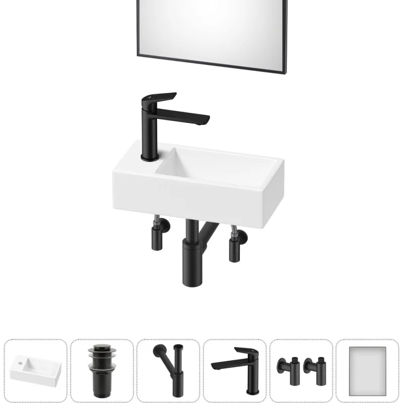 Комплект Wellsee 6 в 1 Lavinia Boho Bathroom Sink накладная/подвесная раковина 40x20 см 20219584R
