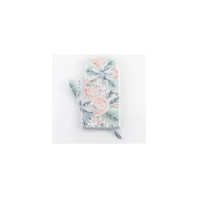 Варежка-прихватка Этель Christmas flowers 20x27 см, саржа, 100% хлопок ватин 250 г/м2 5077886