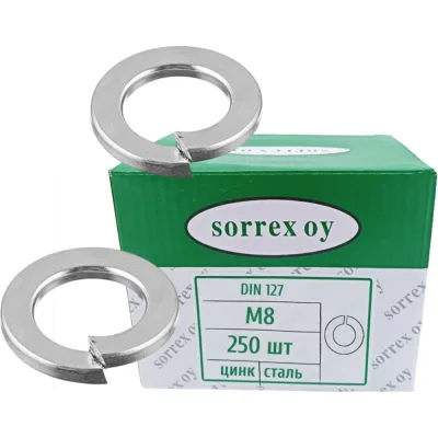 Шайба для болта SORREX М8 DIN 127, оцинкованная сталь, 250 шт. 127,B-1-08-250