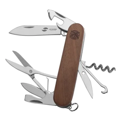 Перочинный нож STINGER 90 мм, 13 функций, материал рукояти древесина сапеле FK-K5019-8P