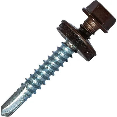 Кровельный саморез Rizzel 4,8x35 RAL 8017 сверло №1, 250 шт 00000316860