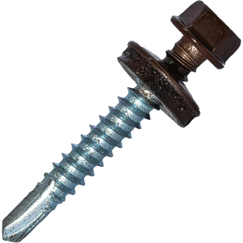 Кровельный саморез Rizzel 4,8x35 RAL 8017 сверло №1, 250 шт 00000316860