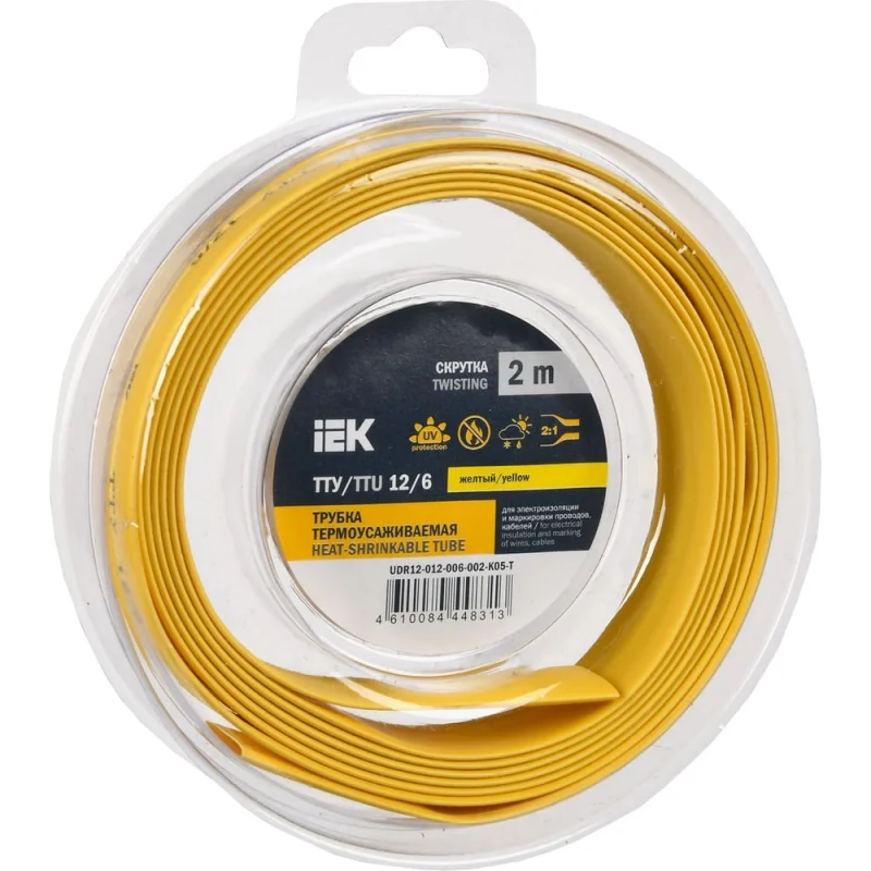 Термоусадочная трубка IEK ТТУ нг-ls 12/6 желтая (2м/упак) UDR12-012-006-002-K05-T