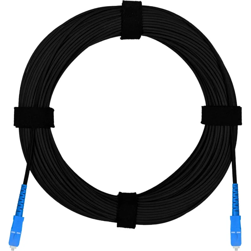 Патч-корд оптический FTTH Enginova 2 стеклопрутка, выносной силовой элемент - стеклопруток, 657 LSZH 2SC/UPC, черный 15 м ENG-FTTHS-FRP-2SCU-15-BL