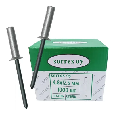 Заклепка вытяжная SORREX потайная глухая (закрытая) сталь/сталь 4.8x12,5 (1000 штук) SSK 48125 CE