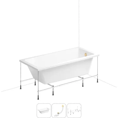 Акриловая ванна Wellsee FreeDom 150x80 см, в наборе 3 в 1 202010536