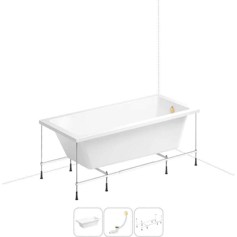 Акриловая ванна Wellsee FreeDom 150x80 см, в наборе 3 в 1 202010536
