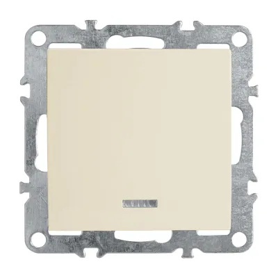1-клавишный выключатель STEKKER с индикатором, механизм, PSW10-9101-02, 250В, 10А, серия Эрна, слоновая кость 39320