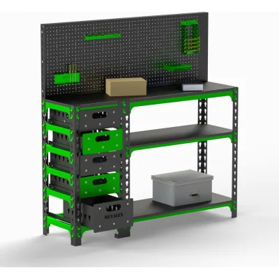 Стол-верстак Metalex c одной тумбой + перфопанель 950x1200x400 мм SVTIP951240