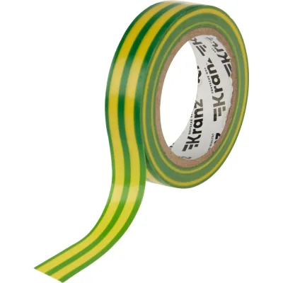 Изолента ПВХ KRANZ 0,13х15 мм, 10 м, желто-зеленая KR-09-2007