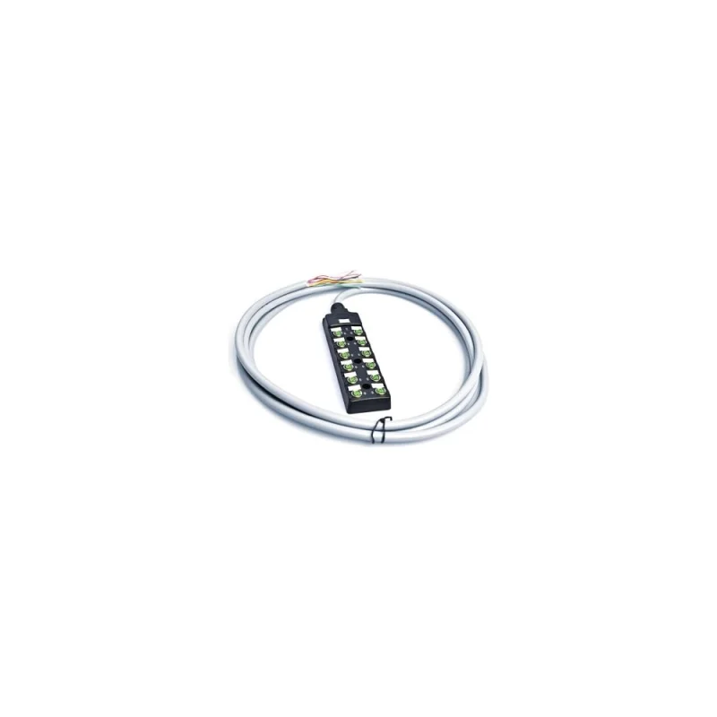 Распределительная коробка VELLEDQ M8-A3-12K3P-3.0PVC/GY разъем М8, портов 12, 3pin, PNP, кабель ПВХ серый 3м, 08-00034579