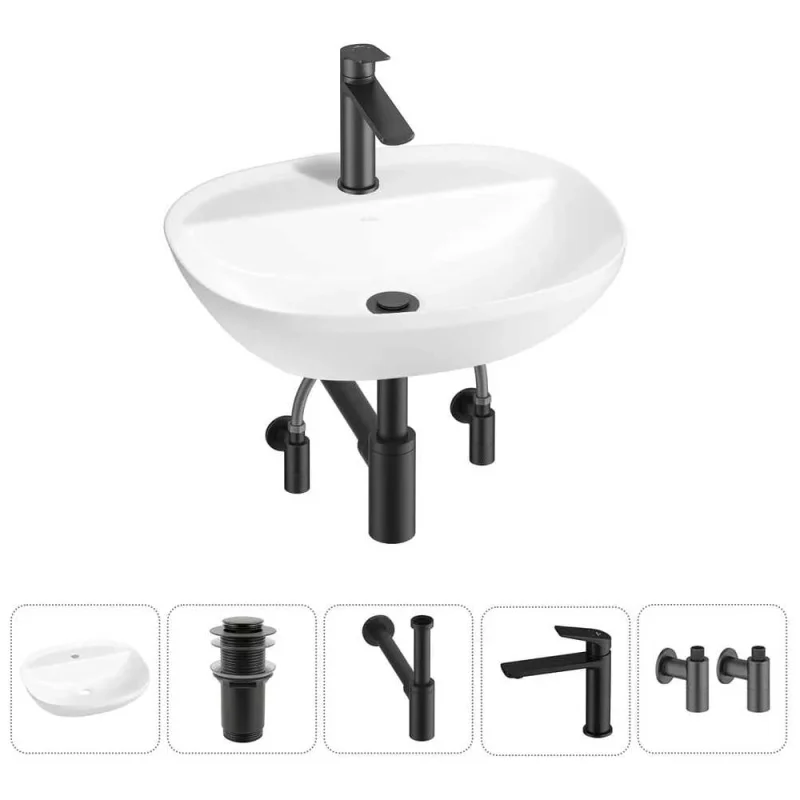 Набор Wellsee 5 в 1 Cute Twin R накладная раковина 50x42 см 20213351R