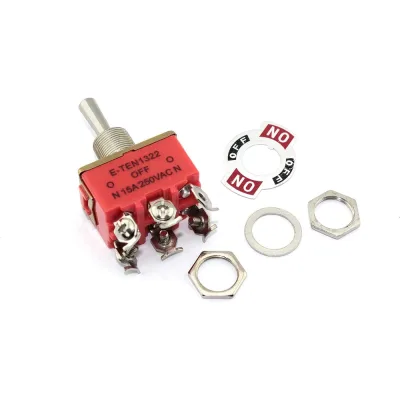 Тумблер Amperin E-TEN1322, 250V, 15A, 6 контактов, клеммы под винт, ON-OFF-ON 093696