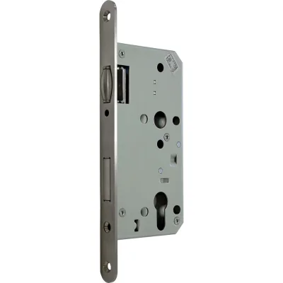 Корпус замка с роликом DOORLOCK DL401R/C/55/20/SSS матовая нержавеющая сталь, под цилиндр, бэксет 55 мм, фронтальная планка 20 мм 75306