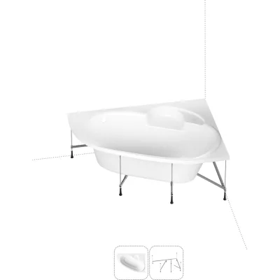 Угловая акриловая ванна 150 х 100 с каркасом Lavinia Boho Bell Pro в наборе 2 в 1 S1-3702150R