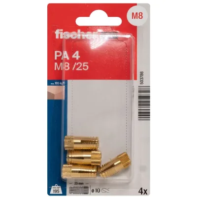 Дюбель для ДСП и полнотелых материалов fischer PA 8/25_4 шт. 503786