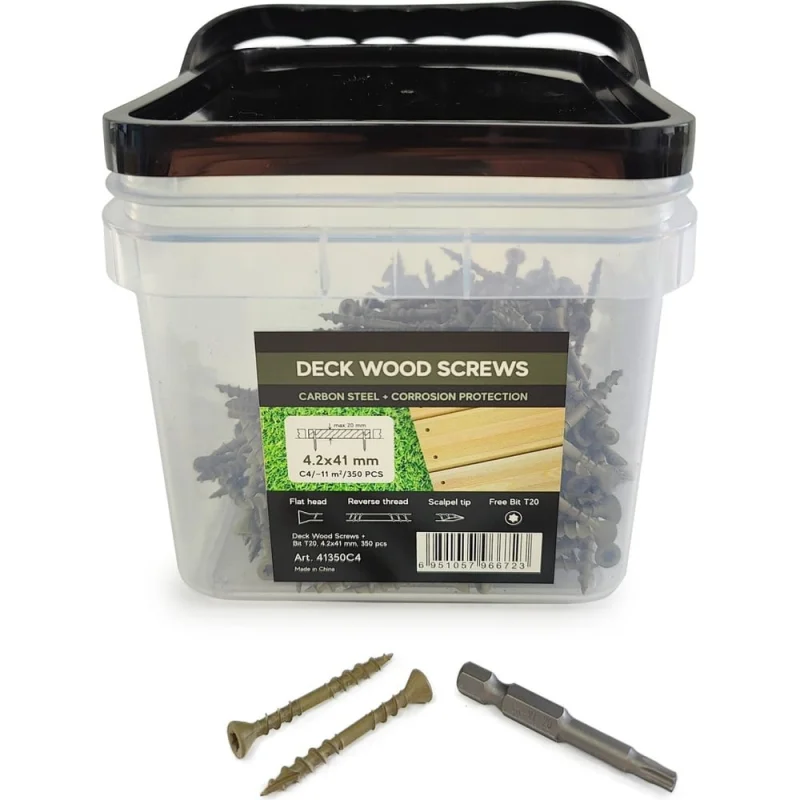 Саморезы для монтажа террас и фасадов Camo Deck Wood Screws 41x4,2 mm, C4, T20 350 шт., с антикоррозийным покрытием, арт. 41350C4