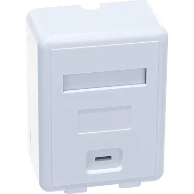 Настенная коробка LANMASTER на 1 порт keystone, с защитными шторками, белая LAN-SA1/S-WH