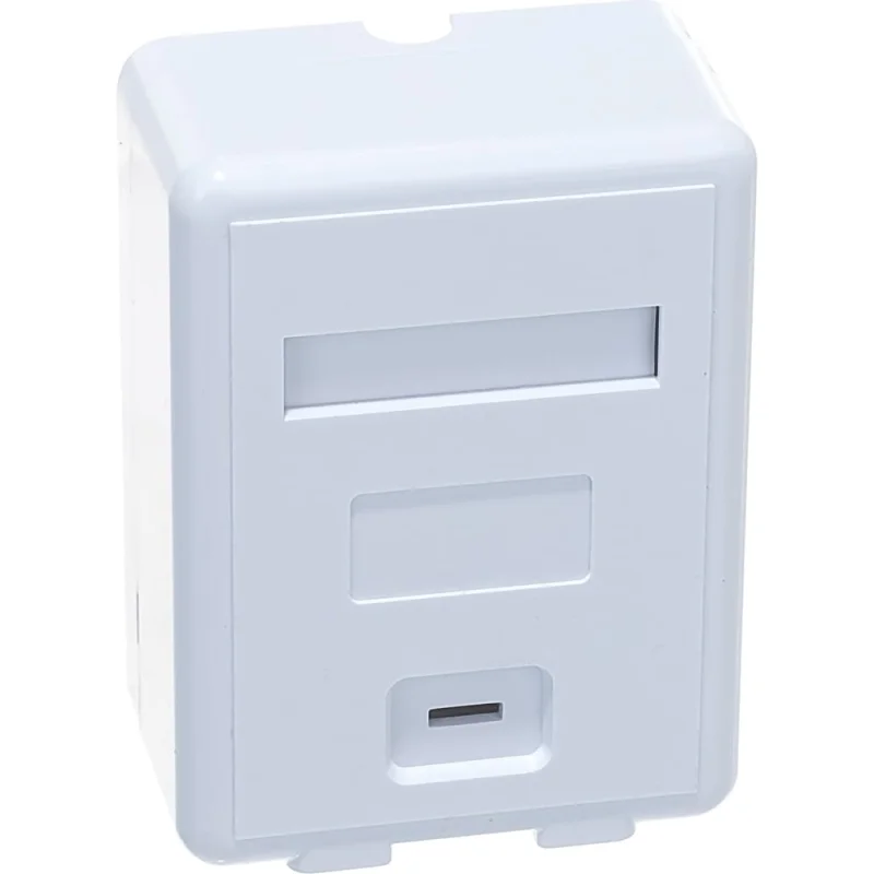 Настенная коробка LANMASTER на 1 порт keystone, с защитными шторками, белая LAN-SA1/S-WH