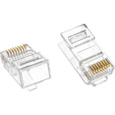 Коннектор TWT RJ45 UTP 8P8C, универсальный, со вставкой, cat.6, 100 шт. PL45-8P8C-6V