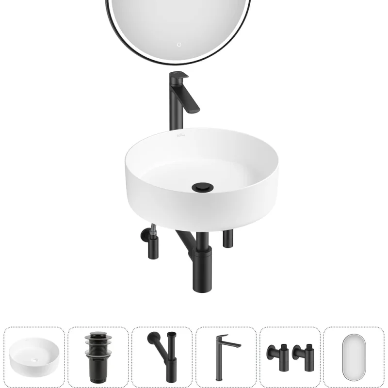 Набор Wellsee 6 в 1 Coax накладная раковина 36x36 см 20218224R